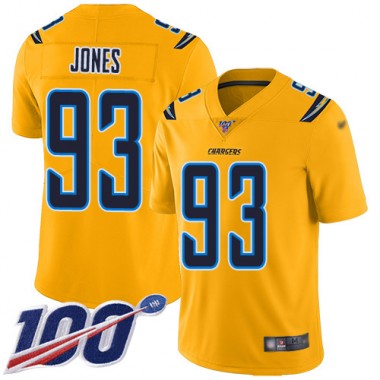 Los Angeles Chargers NFL Football Justin Jones Gold Jersey Men Limited #93 100th Season Inverted Legend->los angeles chargers->NFL Jersey